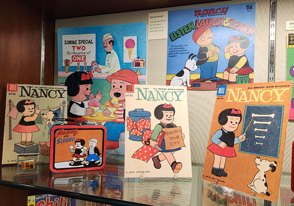 Exhibit case dedicated to Nancy from the eponymous comic strip