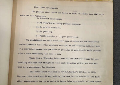 Student page describing early justice practices in Boone