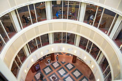 Belk Library Atrium seen from above